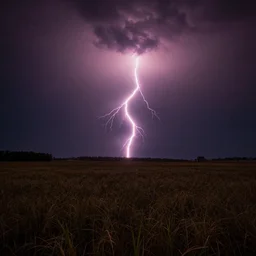 field, night, ((((red lightning))))