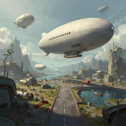 a beautiful and detailed illustration of an airship port in a biopunk world by Jesper ejsing , cinematic atmosphere, first person perspective