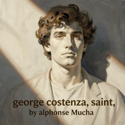 “ george costanza, saint, by alphonse mucha ”