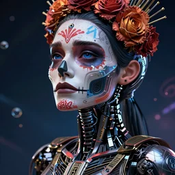 ultra detailed, beautiful crying! female android!, intricate, photorealistic!, octane render, concept art, cinematic, interstellar, sharp, cyberpunk, bladerunner 2 0 4 7, 8 k, el dia los muertos, by angus mckie, moebius!, kuciara, stanley lau, ociacia, artgerm, rutkowski, mucha