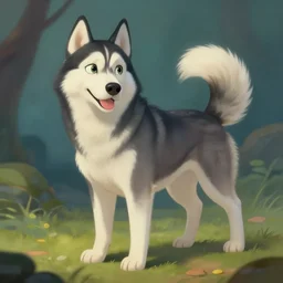 green anthropomorph husky, fantasy, artstation, disney, highly detailed painting