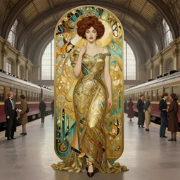 character concept portrait of a ( ( ( beautiful woman ) ) ), in 1 9 0 0 train station, intricate, elegant, highly detailed, digital painting, artstation, concept art, symmetry, smooth, sharp focus, illustration, art by artgerm and rutkowski and mucha by theodore ralli and nasreddine dinet and anders zorn and nikolay makovsky and edwin long