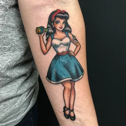 pinup girl tattoo by Ryan Ashley