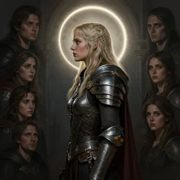 ( side profile ) concept art by thomas blackshear, imogen poots as neo - gothic warcraft templar, light halo, matte painting, extremely emotional, realistic shaded lighting poster by hsiao ron chen, artgerm, lawren harris, eve ventrue, magali villeneuve, jeremy lipkin, rob rey, christophe vacher