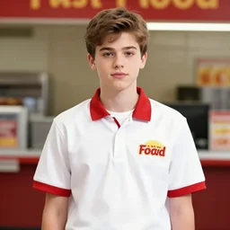 jude from 6 teen in fast food uniform