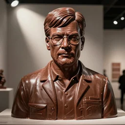 Walter White sculpture made of chocolate in a museum, photograph