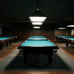 photo of a liminal space, poolroom