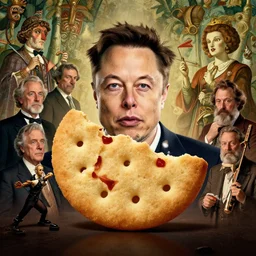 elon musk as a rusk biscuit hybrid, gorgeous lighting by weta studio, mucha, bautista and norman rockwell and greg rutkowski and tom bagshaw and james gurney and lucasfilm
