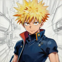 all might from my hero academia, futuristic, gta 5 cover art, oil painting, comic book black lines, alot of paint smears, blonde sharp hair, hero outfit, fine details, sharp focus, intricate, realistic shaded perfect face, third dimensional, by cushart krenz, by makoto shinkai, by wlop, by artgerm