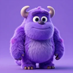 a purple fluffy monster, adorable and cute, pixar, octane render, 4k