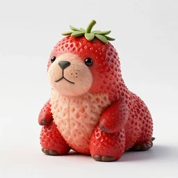 strawberry shaped like walrus with face of a walrus