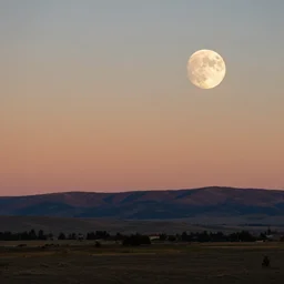 A beautiful landscape of the moon at sunset