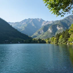 beautiful lake with mountains in the background