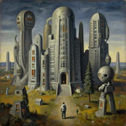 surreal surrealism surrealist painting of dystopia, detailed