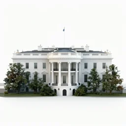 a 3 d render of the white house, video game model, white background,