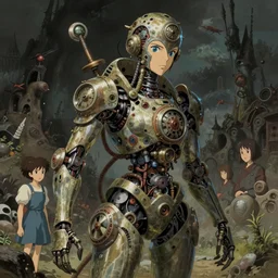 detailed, sharp, humanoid female clockwork monster of necronomicon by Anna Dittmann and by studio ghibli and Junji Ito and Zdzislaw Beksinski. digital art. surreal. featured on art station. anime arts. featured on Pixiv, HD, 8K, highly detailed, good lighting