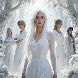 hapa half white portrait of a beautiful woman, unreal engine, fantasy art by greg rutowski, loish, rhads, ferdinand knab, makoto shinkai and lois van baarle, ilya kuvshinov, rossdraws, tom bagshaw, global illumination, radiant light, detailed and intricate white forest environment