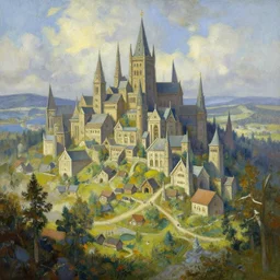 ancient nordic city by thomas kinkade