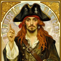 pirate captain portrait by alphonse mucha