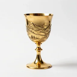 vintage golden goblet, studio product photography, isolated on a pure white background, centered, entire object in frame, sharp focus, soft studio lighting