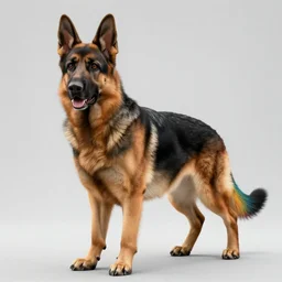 german shepherd fursona with a rainbow tail, photo realistic, beautiful, high detail, trending on artstation.