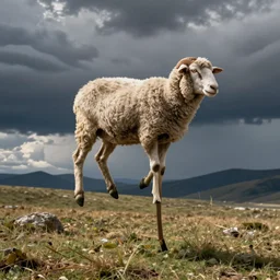 stilt walking sheep