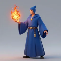 Who : a mage with a blue robe casting a fire ball ; Face and hair : Amber Heard ; Body type : Kim Kardashian ; Clothes : covering ; IMPORTANT : SakimichanSakimichanSakimichanSakimichan official splash art, award winning, trending in category \'hyperdetailed\'