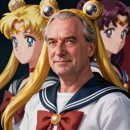 president of belorussia, alexander lukashenko in sailor moon, anime, perfect faces, fine details