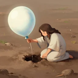 god poking tge earth until it pops like a balloon, digital painting, pixv,