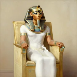 egyptian god sitting on her throne, painting by gaston bussiere, craig mullins, j. c. leyendecker