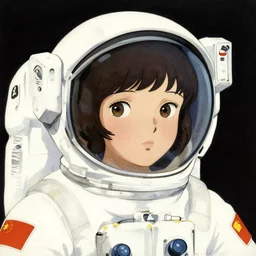 astronaut girl portrait by amano and moebius