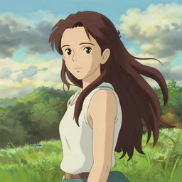 emma watson looking at camera cloudy sky background lush landscape ln illustration concept art lotr anime key visual portrait long flowing hair fine detail delicate features gapmoe kuudere trending pixiv by victo ngai fanbox by greg rutkowski makoto shinkai takashi takeuchi studio ghibli