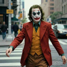 close up on the joker crossing a street in nyc, by saul leiter, award winning