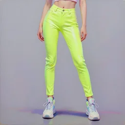 a full body illustration of an Asian female cyberpunk character wearing tight neon leather pants and tennis shoes, highly detailed, oil on canvas, soft lighting, neon pastel colors, by Glenn Fabry, HD, 4K