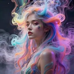 a beautiful cyberpunk girl engulfed in colorful liquid smoke and neon clouds, a colorful psychedelic experience, dmt, psilocybin, lsd, elegant, delicate, highly detailed, digital painting, artstation, concept art, smooth, sharp focus, illustration, digital art by hana yata, and artem demura and beeple, octane render, unreal engine, 8 k