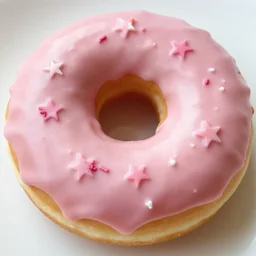 shiny dripping glazed pastel pink donut with star sprinkles