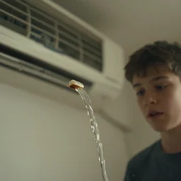 close - up on the dirty water flowing from the air - conditioning in the bedroom of a young teenager, blurred, faded, depth of field, ultra realistic, very detailed, blurred, depth of field, unframed, by gerhard richter and nadav kander, 8 k hyper realistic detailed cinematic still