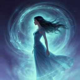 side profile, maya ali, wind sorcerer, gloomhaven, luminescent, swirly magic ripples gradient lit background, by greg manchess, huang guangjian, gil elvgren, sachin teng, greg rutkowski, jesper ejsing, ilya kuvshinov