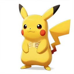 educational and detailed anatomical illustration of pikachu's skeleton