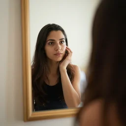 looking through a mirror