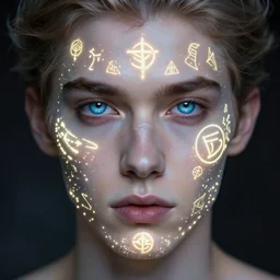 lucifer, portrait, studio lighting, perfect eyes, detailed face, cover model, magic, technology, sigils, leds,