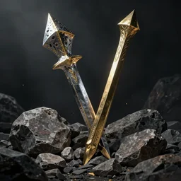 Excalibur stuck in rocks, concept art in the style of Diego Gisbert Llorens, dramatic lighting, highly stylized, trending on artstation, high-quality wallpaper, desktopography