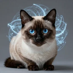 aesthetic, large Siamese cat, detailed cat inside luminescent fractal 4k,