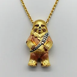 a mini jabba the hutt made of gold on a necklace product photo