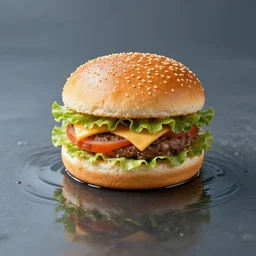 a burger on a bun made of water