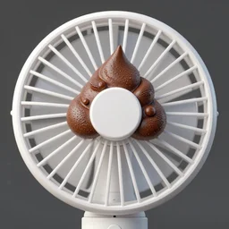 poop impact across the fan, white plastic fan, trending on artstation, digital art, extremely detailed
