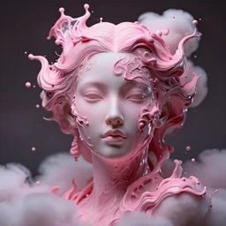 epic beautiful intricate detailed. female face pink liquid fluid carbon god. sculpture. noveau clouds
