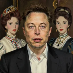 portrait of elon musk, close up shot, soft lighting, warm lights, super detailed, old money clothes, latvian belarusian finnish norwegian swedish glamour models, painting by sargent and leyendecker, studio ghibli, asymmetrical intricate elegant illustration hearthstone, by greg rutkowski by greg tocchini by craig mullins