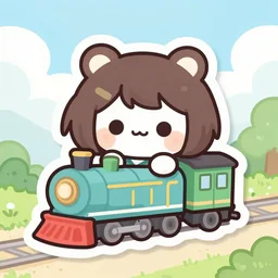 die cut sticker of anime chibi kawaii cute anime locomotive train