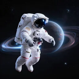 cosmic abstract astronaut near black hole, neon light, 4k